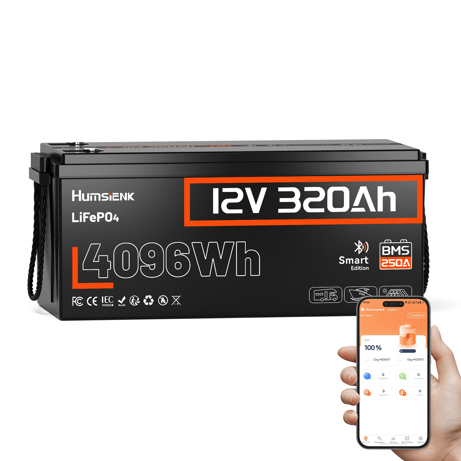 Humsienk 12V 320Ah Deep Cycle Battery