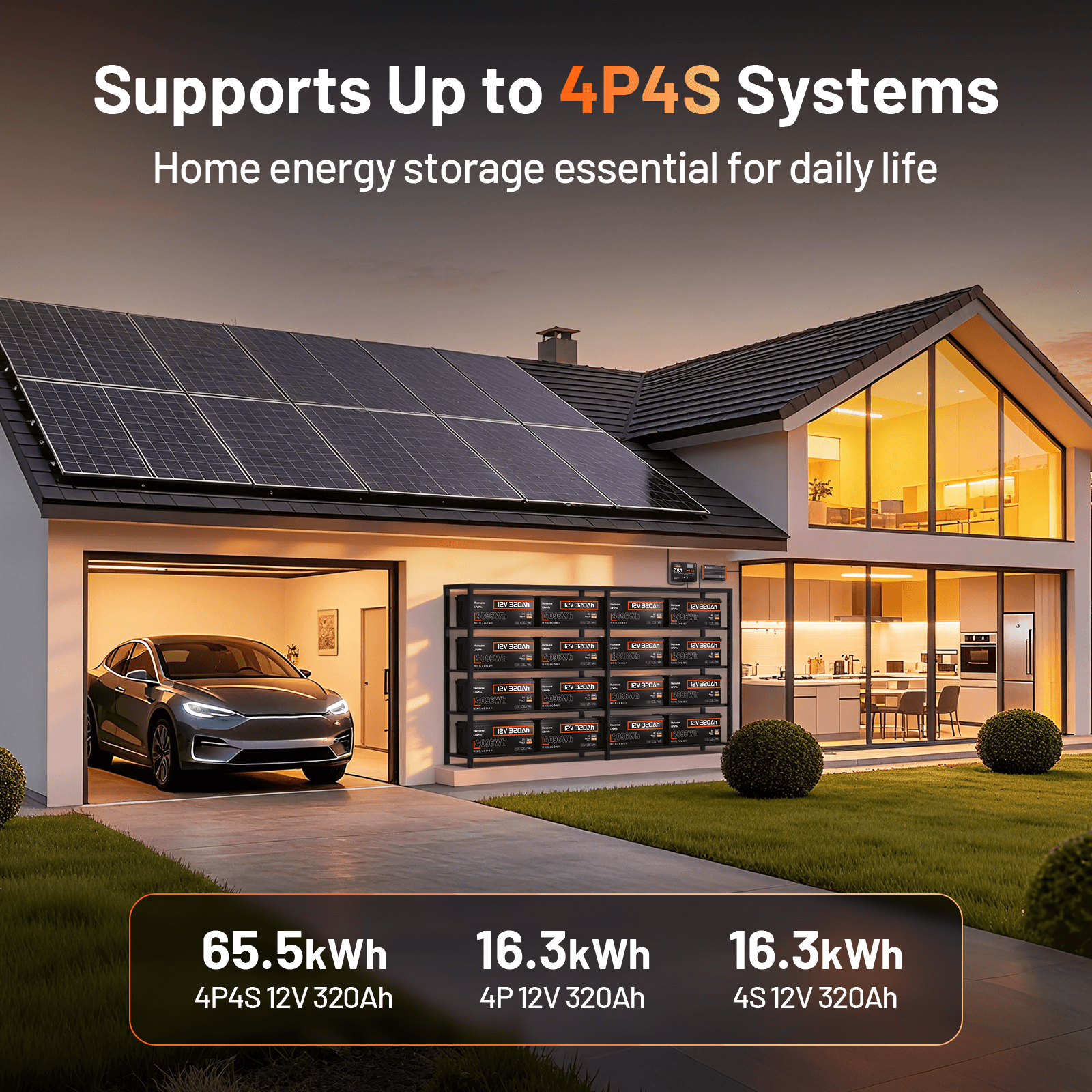 Humsienk 12V 320Ah Deep Cycle Battery with max. 65.5kWh expandable power